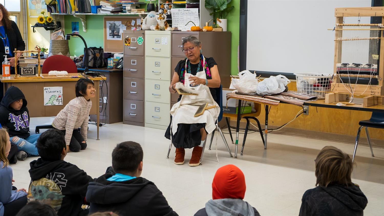 Weaving Demonstration at Thomas Elementary School