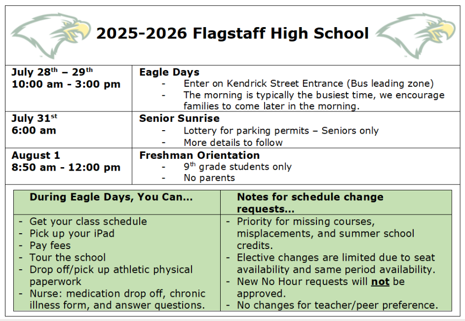  FHS Eagle Days 7/28-8/1