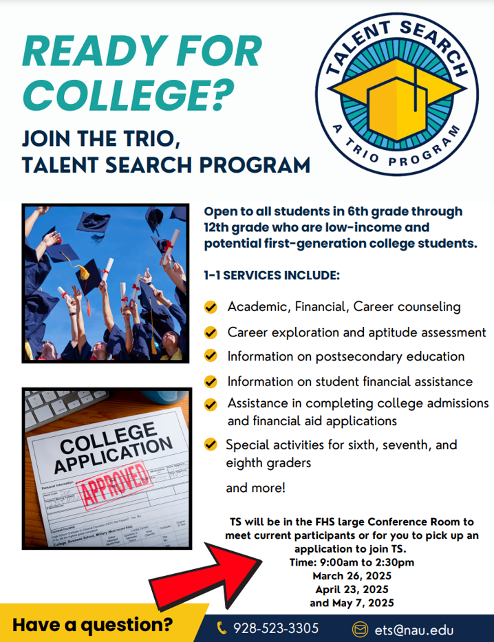  Trio Talent Search @ FHS; 3/26, 4/23, 5/7